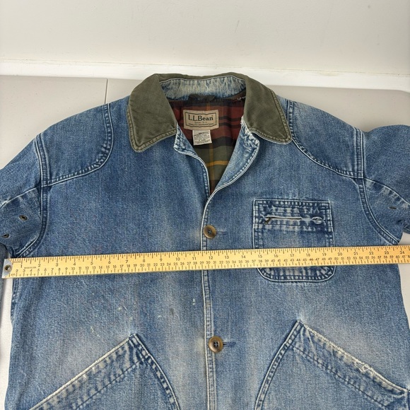 SOLD L.L. Bean Denim Barn Coat Farm Jacket Lined Men’s M Medium Worn In Work - Picture 16 of 16